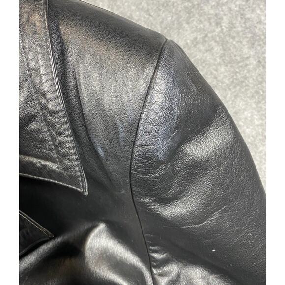 Vintage Wilson Leather Trench Coat Womens XL Black Thinsulate Ultra Insulation - Picture 7 of 15